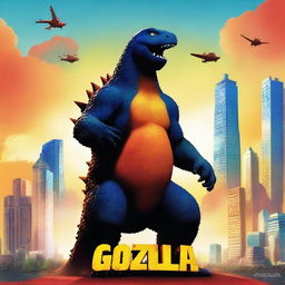 A movie poster for Disney Pixar's "Godzilla"