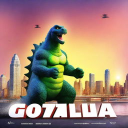 A 3D rendered movie poster for Disney Pixar's "Godzilla"