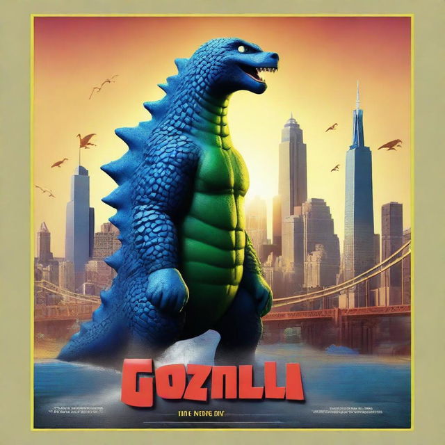 A 3D rendered movie poster for Disney Pixar's "Godzilla"