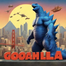 A 3D rendered movie poster for Disney Pixar's "Godzilla"