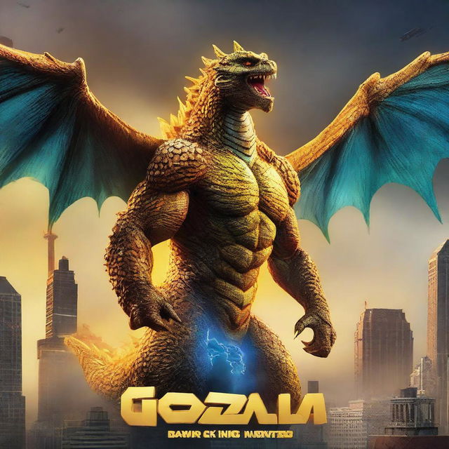 A 3D rendered movie poster for Disney Pixar's "Godzilla: King of the Monsters"