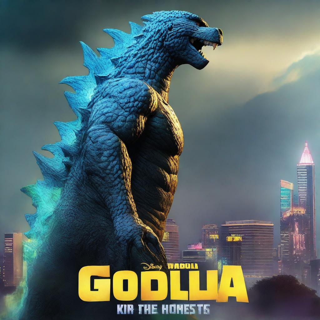 A 3D rendered movie poster for Disney Pixar's "Godzilla: King of the Monsters"