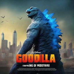 A 3D rendered movie poster for Disney Pixar's "Godzilla: King of the Monsters"