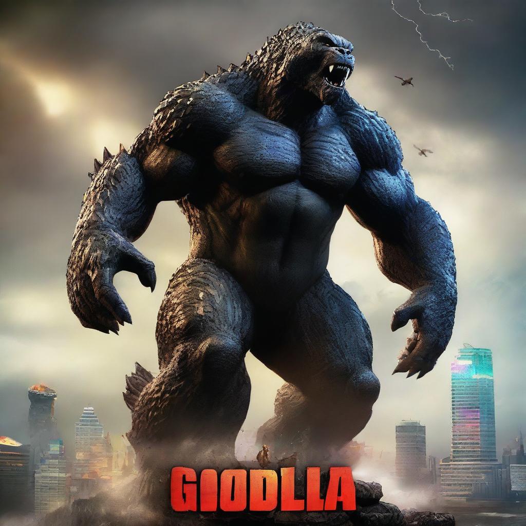 A 3D rendered movie poster for Disney Pixar's "Godzilla vs Kong"