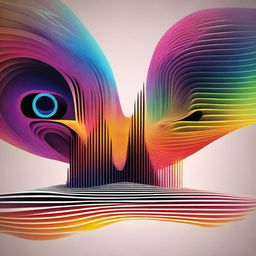 A miniature featuring an abstract design of sound waves intertwined with psychedelic visual effects