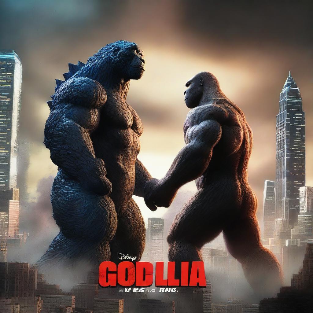 A 3D rendered movie poster for Disney Pixar's "Godzilla vs