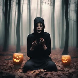 Create a violent and horrifying image set in October