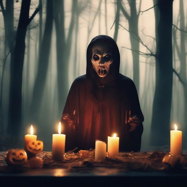 Create a horrifying image set in October