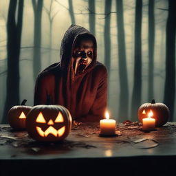 Create a horrifying image set in October