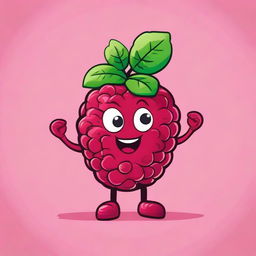 Create an image of a jolly anthropomorphic raspberry