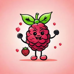 Create an image of a jolly anthropomorphic raspberry