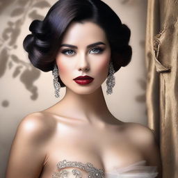 Create an image featuring a seductive and alluring character in a tasteful and artistic manner