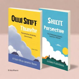 Create a book cover with a half-split image where one side is cloudy and gloomy and the other side is bright and sunny