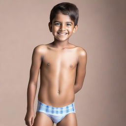 Create an image of a young boy wearing underwear