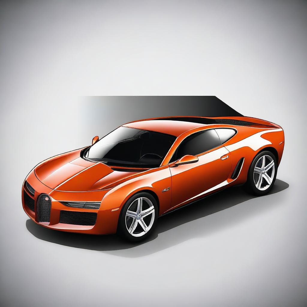 Create an image of a hybrid car that is a mix of a Bugatti Veyron and a vintage Chevrolet Camaro