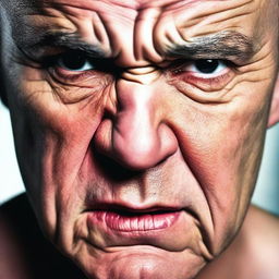 A close-up of an angry man's face, with intense emotions and furrowed brows, reminiscent of a dramatic scene from a movie