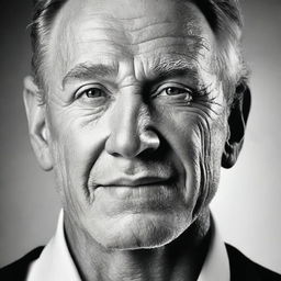 A complete black and white portrait of Gregg Olsen, capturing his facial features and expressions in a detailed and artistic manner