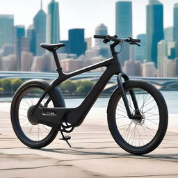 A sleek and modern electric bike with an aerodynamic design, featuring a powerful battery and smooth tires