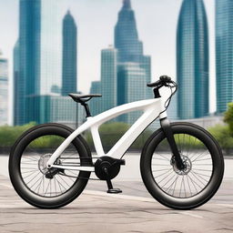 A sleek and modern electric bike with an aerodynamic design, featuring a powerful battery and smooth tires