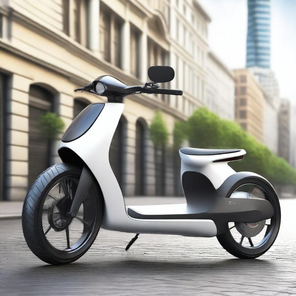 A futuristic and innovative vehicle that combines the features of an electric bike and a car