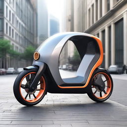 A futuristic and innovative vehicle that combines the features of an electric bike and a car