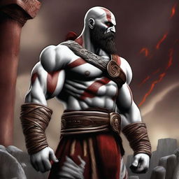 Create a detailed image of Kratos, the main character from the God of War series