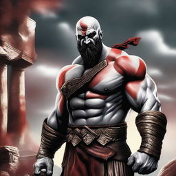 Create a detailed image of Kratos, the main character from the God of War series