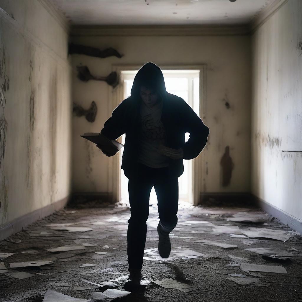 A 22-year-old male journalist is sprinting through an abandoned asylum in the middle of the woods, chased by a demonic creature that has taken over the body of a former doctor