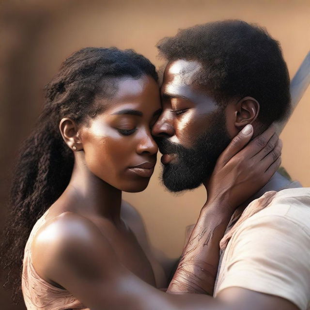 A white man with a sword scar on his left eye hugging a brown-skinned woman