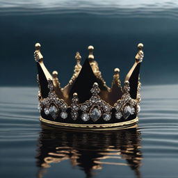 A crown is sinking into a dark sea