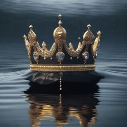 A crown is sinking into a dark sea