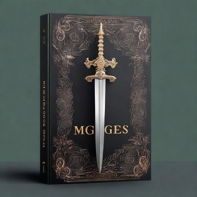 Create a book cover featuring a sword and a crown with the title 'Águas Negras'