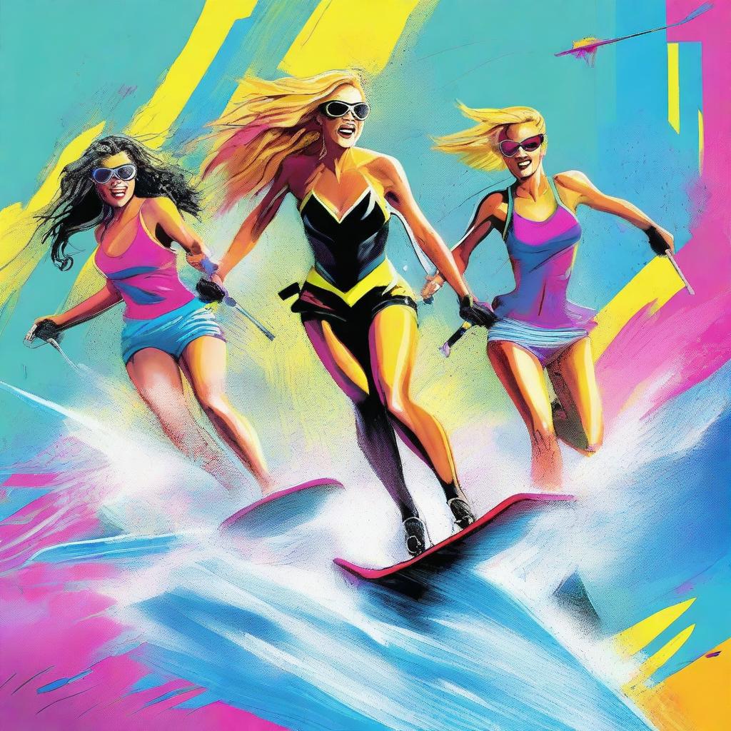 A humorous spoof on 'Birds of Prey' titled 'Walls of Spray' featuring characters engaged in waterskiing