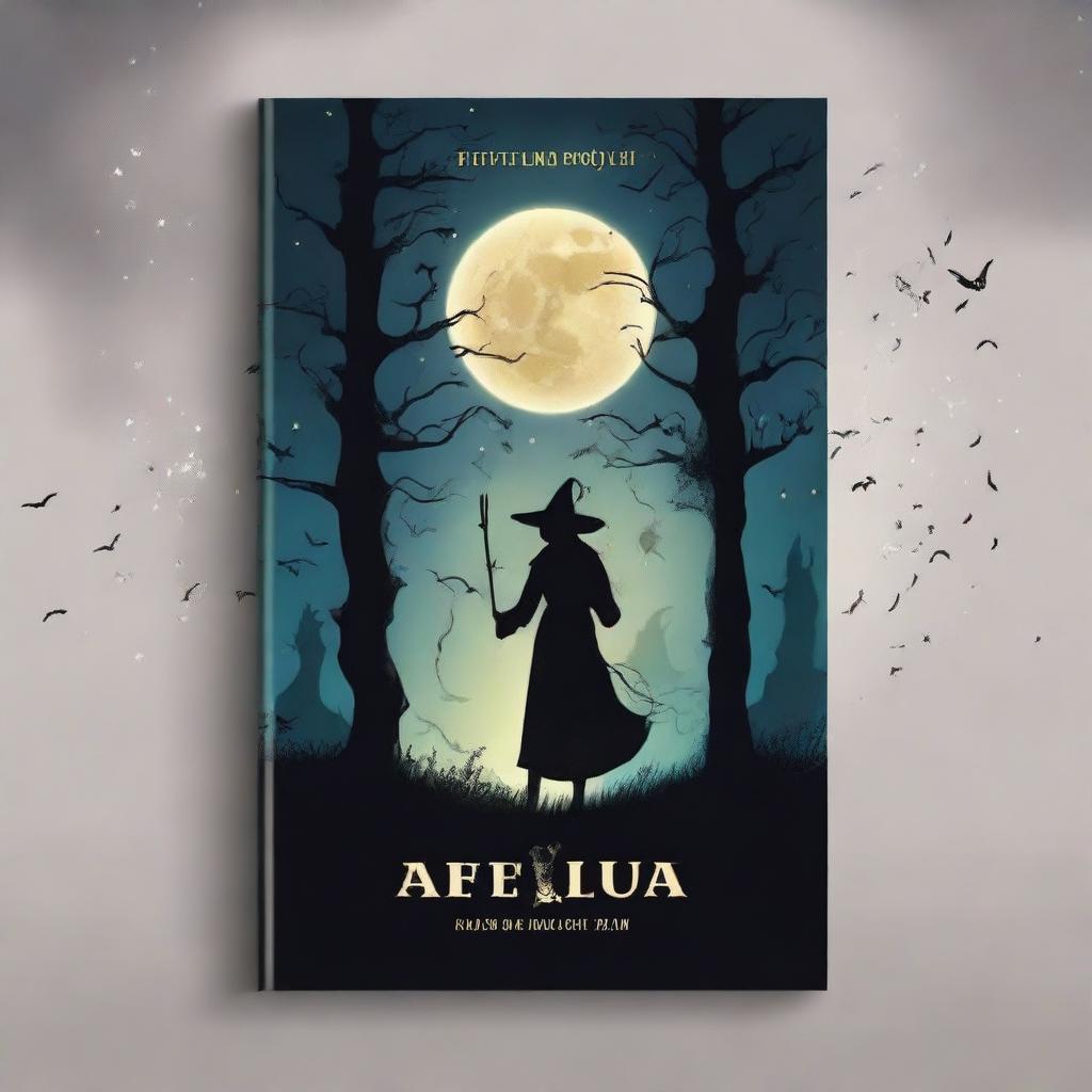 Create a book cover for a novel titled 'O Feitiço da Lua'