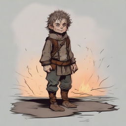 A Lightfoot Halfling from the grasslands, who has experienced war and destruction in his home