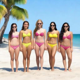 Six girls at the beach