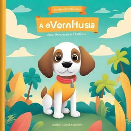 Create a book cover titled 'A Aventura de Hari, a Cachorrinha Curiosa'