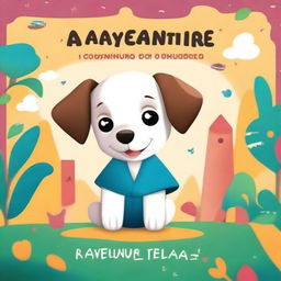 Create a book cover titled 'A Aventura de Hari, a Cachorrinha Curiosa'