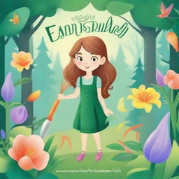 Create a whimsical and magical book cover for "The Enchanted Paintbrush: Lily's Magical Adventure