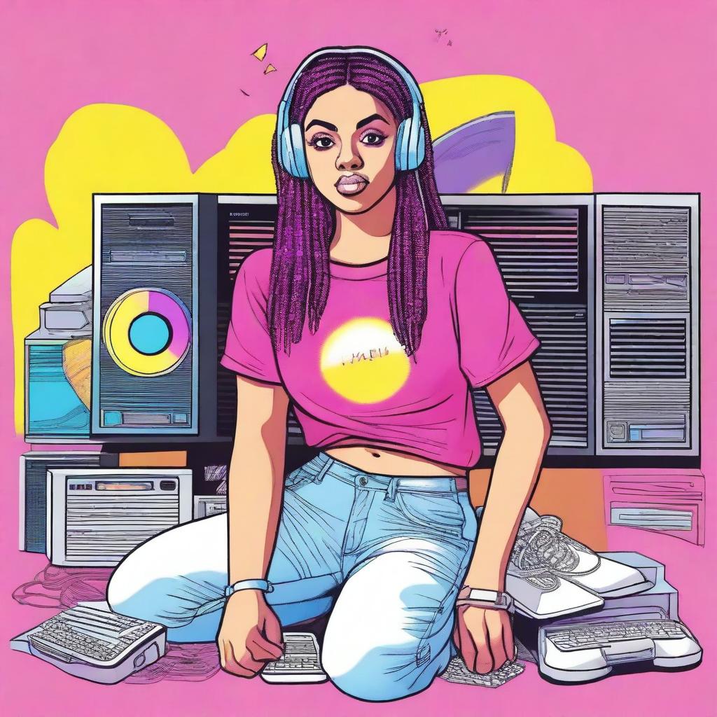 Create an image of a girl named Mandy, embodying Y2K nostalgia