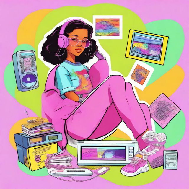 Create an image of a girl named Mandy, embodying Y2K nostalgia