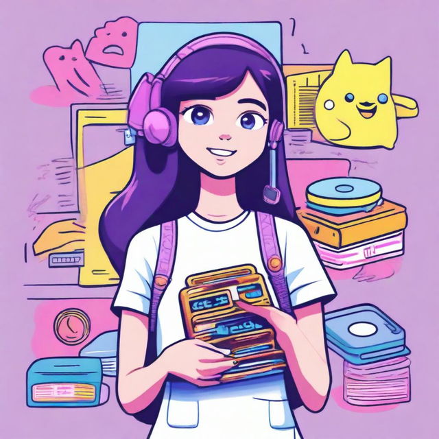 Create an image of a girl named Penny, evoking Y2K nostalgia