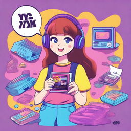 Create an image of a girl named Penny, evoking Y2K nostalgia