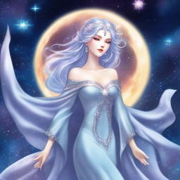 Visualize the moon princess Selene in your mind's eye—a silver-haired figure dancing among stars, her gown trailing stardust