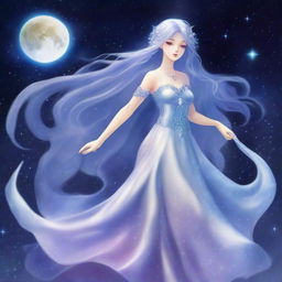 Visualize the moon princess Selene in your mind's eye—a silver-haired figure dancing among stars, her gown trailing stardust