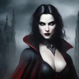 A detailed vampire character design for a gothic novel cover