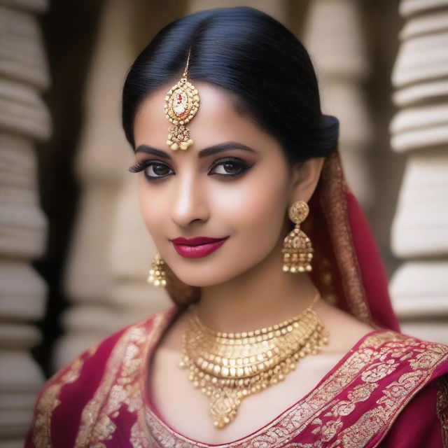 A beautiful Indian girl with traditional attire, showcasing her elegance and charm