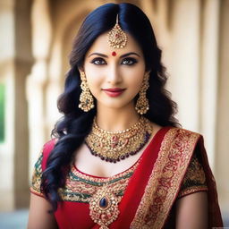 A beautiful Indian girl with traditional attire, showcasing her elegance and charm