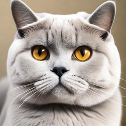 A detailed and fluffy British Shorthair cat with soft, dense fur