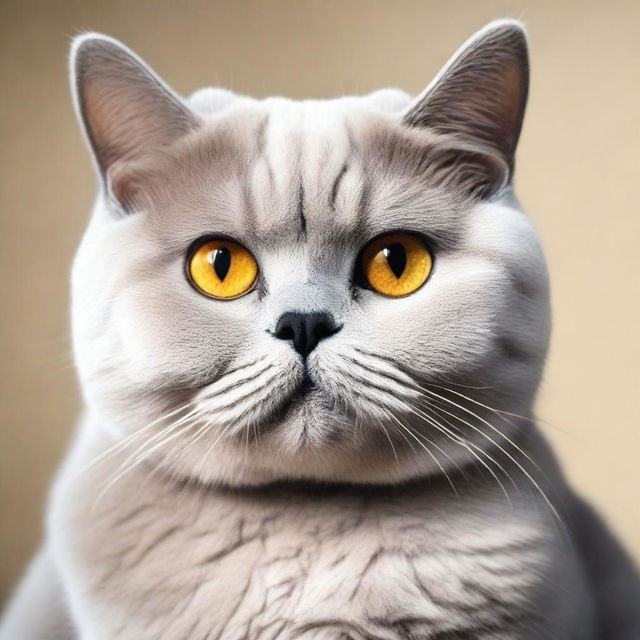 A detailed and fluffy British Shorthair cat with soft, dense fur